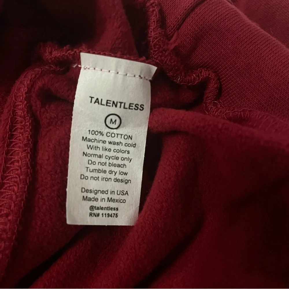 Talentless Dolman Crop Crewneck Sweatshirt Maroon Red Fleece Size Medium NEW - Picture 6 of 8